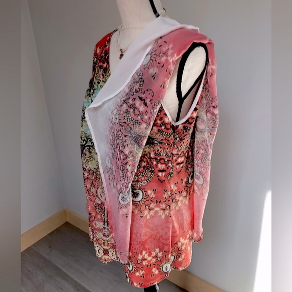 Westport Orange Print Boho Butterfly Sleeve Top Size Large - Picture 5 of 7